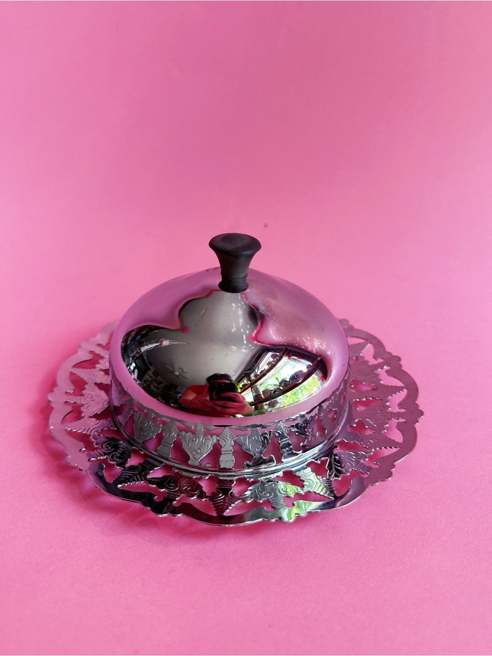 Vintage Silver Plated Butter Dish with Decorative Tray